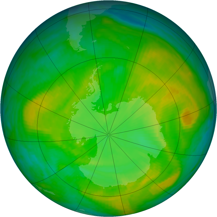 Antarctic ozone map for 21 December 1980